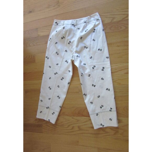 Island Republic White Capri Pants w Black Pineapple & Palm Tree Size 12 - Picture 7 of 8